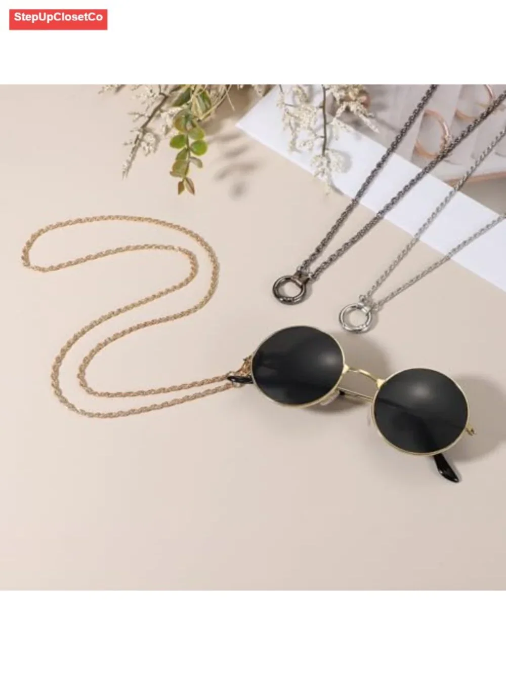 Woven Rope Eyeglasses Chain Holder Necklace Lanyard for Sunglasses, Gold